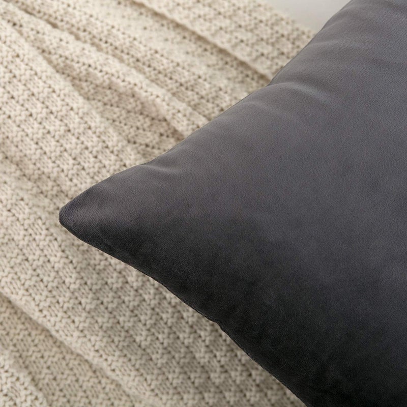 RainRoad Velvet Decorative Throw Pillow Covers Cushion Cover Pillow Case for Sofa Couch Bed Chair,Soft Square Gray Throw Pillows 18x18 Inch,Set of 2 - Image 4